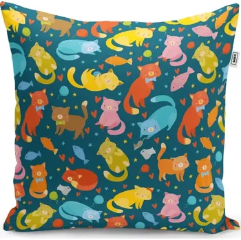Polštář Sablio Polštář Kočky s rybkami - 60x60 cm