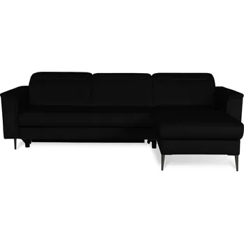 Sedací souprava Pravý rohový gauč Santini s funkcí spaní typu delfín, nastavitelnými opěrkami hlavy a úložným prostorem - Vero monolith 97 245x81 cm