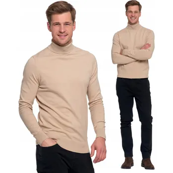 Pánský svetr ELEGANTNÍ PÁNSKÝ SVETR TENKÝ ROLÁK KLASICKÝ HLADKÝ SLIM FIT MORAJ L