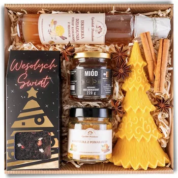 Dárkový potravinový koš DÁRKOVÝ KOŠ sada čaj vánoční stromek