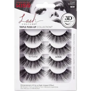 Umělé řasy Řasy v pruzích Kiss 3D Volume Lash Bombshell 4 páry