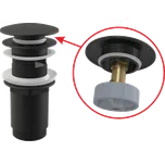 Alca Výpust umyvadlová CLICK/CLACK G 5/4" s přepadem, velká zátka, kov, černá-mat A392BLACK