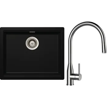 Kuchyňský dřez Set Schock S32-7 (dřez Kiruna N-100L Night + baterie Kavus.120 Nerez + komponenty Nerez)