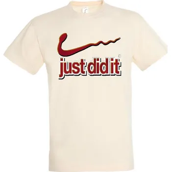 panske-levne-bavlnene-tricko-digi-potisk-just-did-it Barva: Lime stone - krémová, velikost: XS