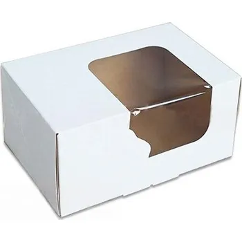 Jednorázové nádobí Krabice bílá s okýnkem 16,5 × 11 × 8 cm