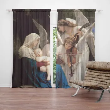 Závěs Sablio Závěs Panna s anděly - William-Adolphe Bouguereau: 2ks 140x250cm