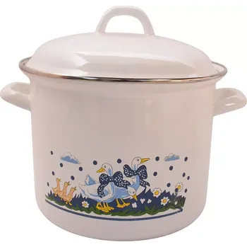 Hrnec Hrnec s pokl bílý potisk husy 24 cm 8 L (bílé nádobí s potiskem husiček 8 L)