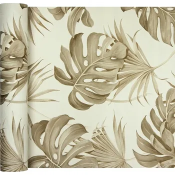 Tapeta Tapeta se SVĚTLE HNĚDÝMI listy palmy a monstery