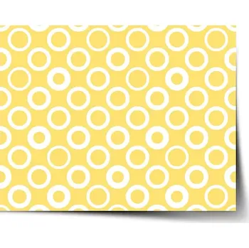 Plakát Sablio Plakát Bílé kruhy na žluté - 90x60 cm