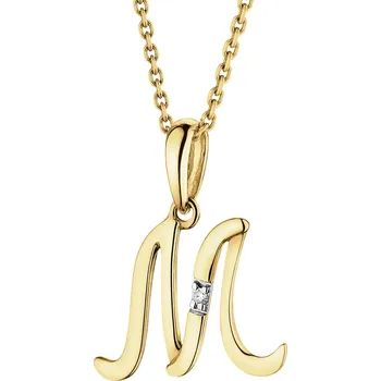 Přívěsek Zlatý přívěsek s diamantem - písmeno M - 0,004 ct - ryzost 585 - 109.883/M