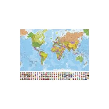 Politická nástěnná mapa světa s vlajkami - 2.jakost 113 x 85 cm