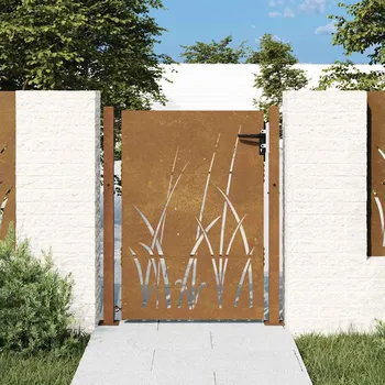 brána vidaXL Zahradní branka 100 x 125 cm z corten oceli, design s trávou [153228]