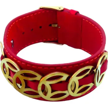 Náramek Náramek s geometrickým vzorem v růžovém zlatě, rozměry 220x26 mm.