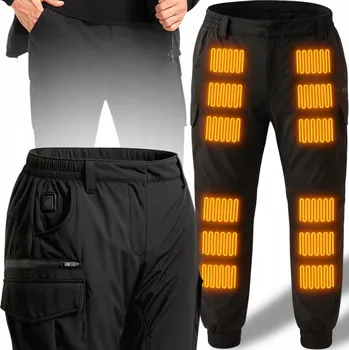 Pánské kalhoty VYHŘÍVANÉ KALHOTY BOJOVKY VODĚODOLNÉ ZIMNÍ NA USB ČERNÉ 3XL