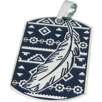 Přívěsek Přívěsek s peřím a geometrickým vzorem, rozměry 33x21mm, stříbrná barva, 10g.