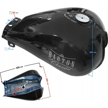 Palivová nádrž Černá palivová nádrž pro motocykl Classic 125 se vstřikováním