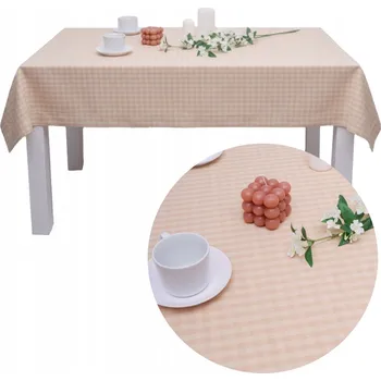 Obraz Obrus PALERMO 180x140 Kostkovaný Dekorativní Běžový