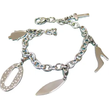Náramek Náramek s přívěsky ve stříbrné barvě, módní design s motivy obuvi a ženské siluety, kód produktu: 7NB11139.