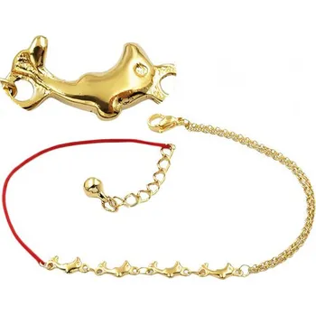 Náramek Náramek s přívěskem ve stříbrné barvě, 6x12mm, délka 230mm, zlacený PVD.