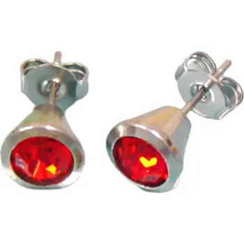 Náušnice Náušnice s červeným krystalem, 7 mm - elegantní design pro každou příležitost.