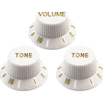 Hudebniny Sada 3 plastových knoflíků pro kytaru Ovládání hlasitosti a tónu 18 drážek Univerzální náhradní díly s přesným uchycením bílá