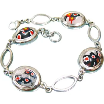 Náramek Náramek s barevnými motivy a stříbrnou barvou, délka 200 mm, elegantní design pro každodenní nošení.