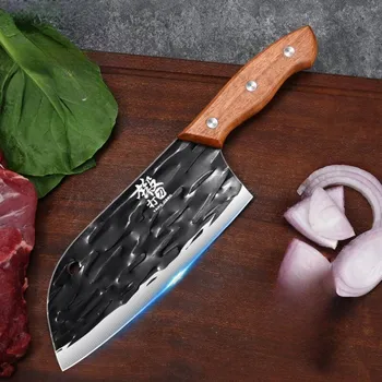 Kuchyňský sekáček Yugami dřevěný ocelový 17,5 cm univerzální