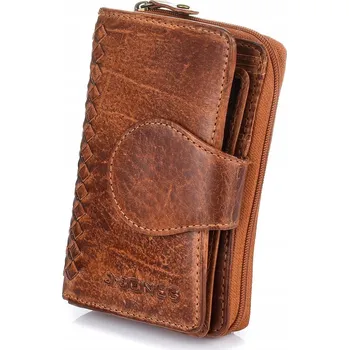Peněženka Hnědá dámská kožená peněženka, vertikální, vintage styl