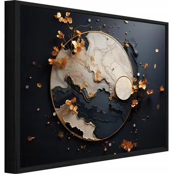 Obraz OBRAZ V ČERNÉM RÁMU NA PLÁTNĚ ABSTRAKCE MARMUR OBÝVACÍ POKOJ LOŽNICE 100x70