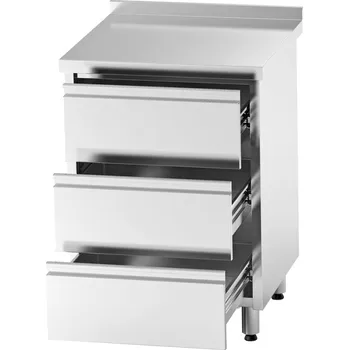 Dílenský stůl Nerezový stůl s 3 šuplíky 60×70×85 cm