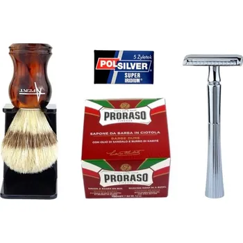 Břitva na holení Štětka na holení Holicí strojek na žiletky Mýdlo na holení Sada