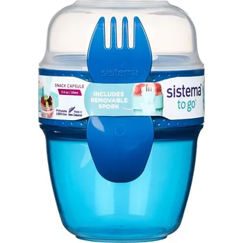 Svačinový box SISTEMA Krabička na jogurt a müsli, 2 komory+lžíce, SISTEMA, mix barev Barva krabiček SISTEMA: Modrá