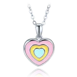 MINET Dětský stříbrný náhrdelník duhové srdce JMAD0065SN38