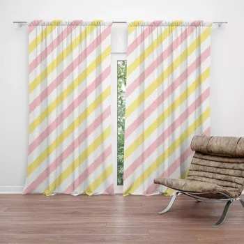 Závěs Sablio Závěs Růžové a žluté pruhy: 2ks 140x250cm