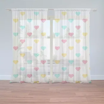 Záclona Sablio Záclony Tříbarevná srdíčka: 2ks 150x250cm