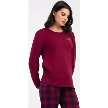 Dámské noční prádlo Dámské pyžamo dlouhé Vienetta Secret Emma vínová XL