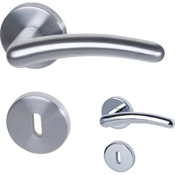 Dveřní kování Südmetall Franca-R, satin chrom/chrom, TopSpeed Chrom satin, Standardní interiérové dveře, Bez otvoru pro klíč, klika / klika