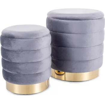 Taburet Set 2 taburetů ALEKOS - šedý / zlatý