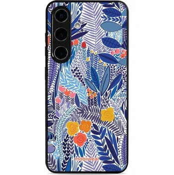 Pouzdro na mobilní telefon Lesklý kryt Mobiwear Glossy - Samsung Galaxy S25 - G037G - Modrá květena (Prémiové lesklé pouzdro, obal, kryt Mobiwear Glossy na mobil Samsung Galaxy S25 - G037G - Modrá květena, materiál Plast + TPU silikon - krytí po všech stranách, neošoupatelný potisk