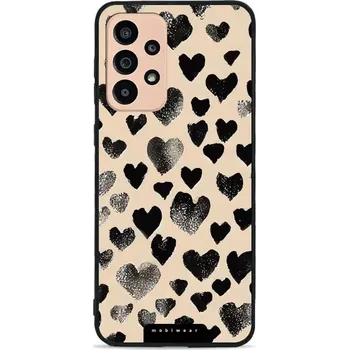 Pouzdro na mobilní telefon Lesklý kryt Mobiwear Glossy - Samsung Galaxy A33 5G - GA51G Černá srdíčka (Prémiové lesklé pouzdro, obal, kryt Mobiwear Glossy na mobil Samsung Galaxy A33 5G - GA51G Černá srdíčka, materiál Plast + TPU silikon - krytí po všech stranách, neošoupatelný)