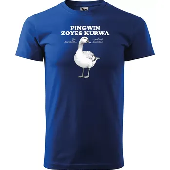 Pánské tričko Sablio Tričko s potiskem PINGWIN ZOYES KURWA - modré 2XL