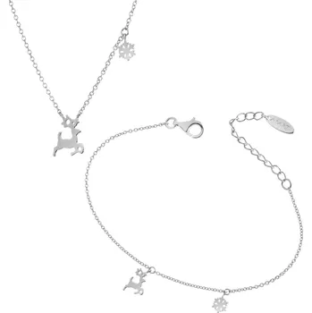 Náhrdelník Stříbrný náhrdelník a náramek - sada - sob, sněhová vločka - KPL529-2364