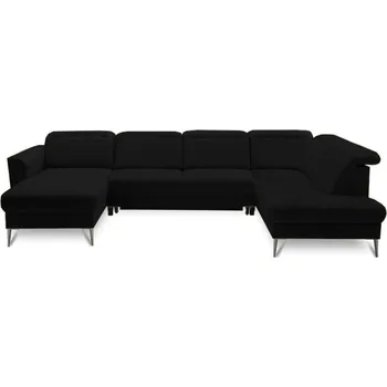 Sedací souprava Rohová sedačka U Santini s rozkládací funkcí typu delfín, nastavitelnými opěrkami hlavy a 2 úložnými prostory - Vero monolith 97 327x81 cm