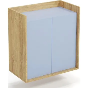 Komoda Dvoukřídlá skříňka do studentského pokoje Mobius - Halmar Hikora naturalna / Niebieski horyzont 78x83 cm
