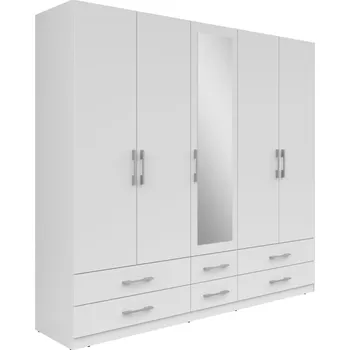 Šatní skříň Skříň Herford 226 - Black Red White - BRW Bílá 226x210 cm