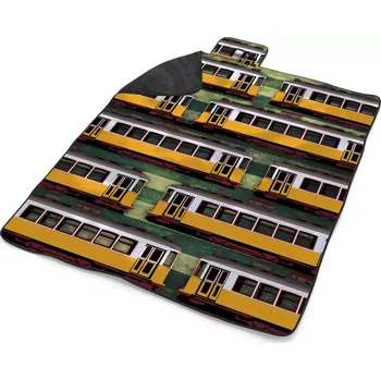 deka Sablio Plážová deka Lisabonské historické tramvaje Zelený Pattern: 200x140 cm