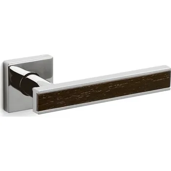 Dveřní kování OLIVARI Edge Chrom leštěný / dřevo wenge, Bez rozety/otvoru pro klíč