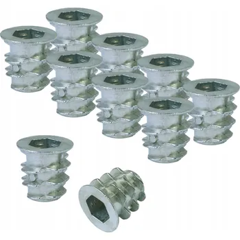 Vrták 100x Nátrubek M5x10 mm, závitová vložka do dřeva, ocelová, pro nábytek