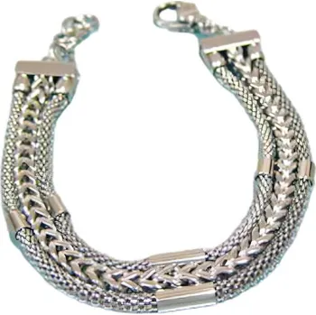 Náramek Náramek z oceli s pleteným designem, 220x12mm, stříbrná barva.