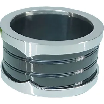 Prsten Ocelový prsten s moderním designem a černými pruhy, výška 12 mm. 54,4